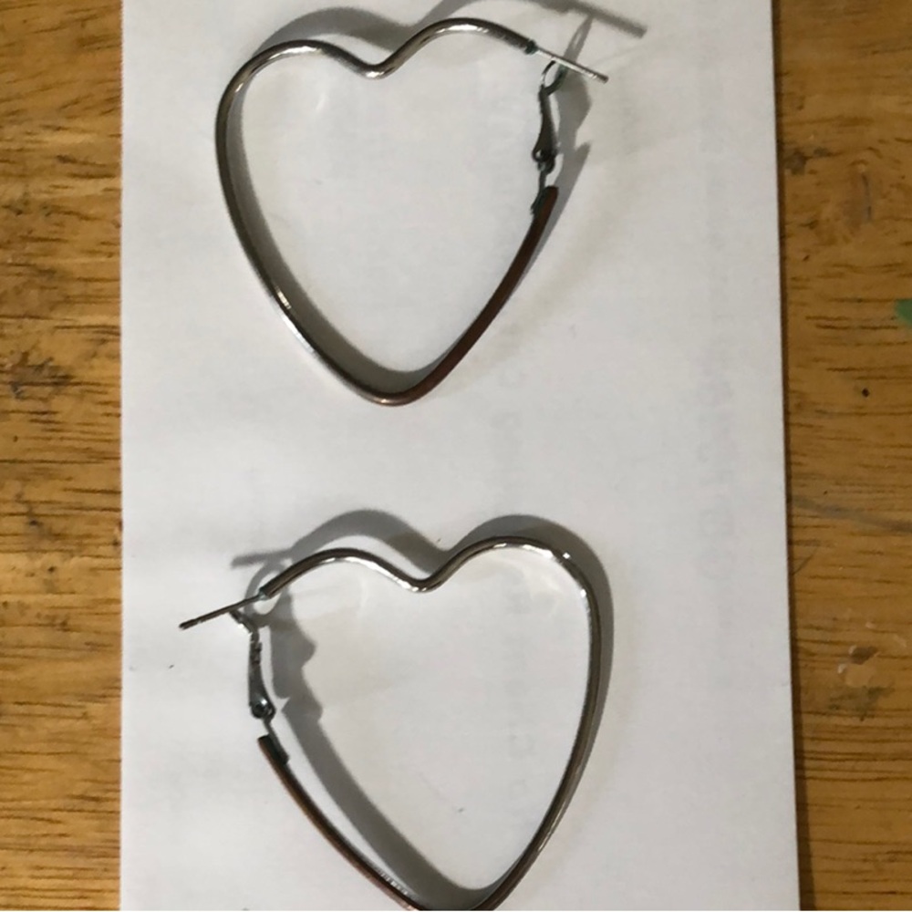 Silver tone Heart Hoop Earrings